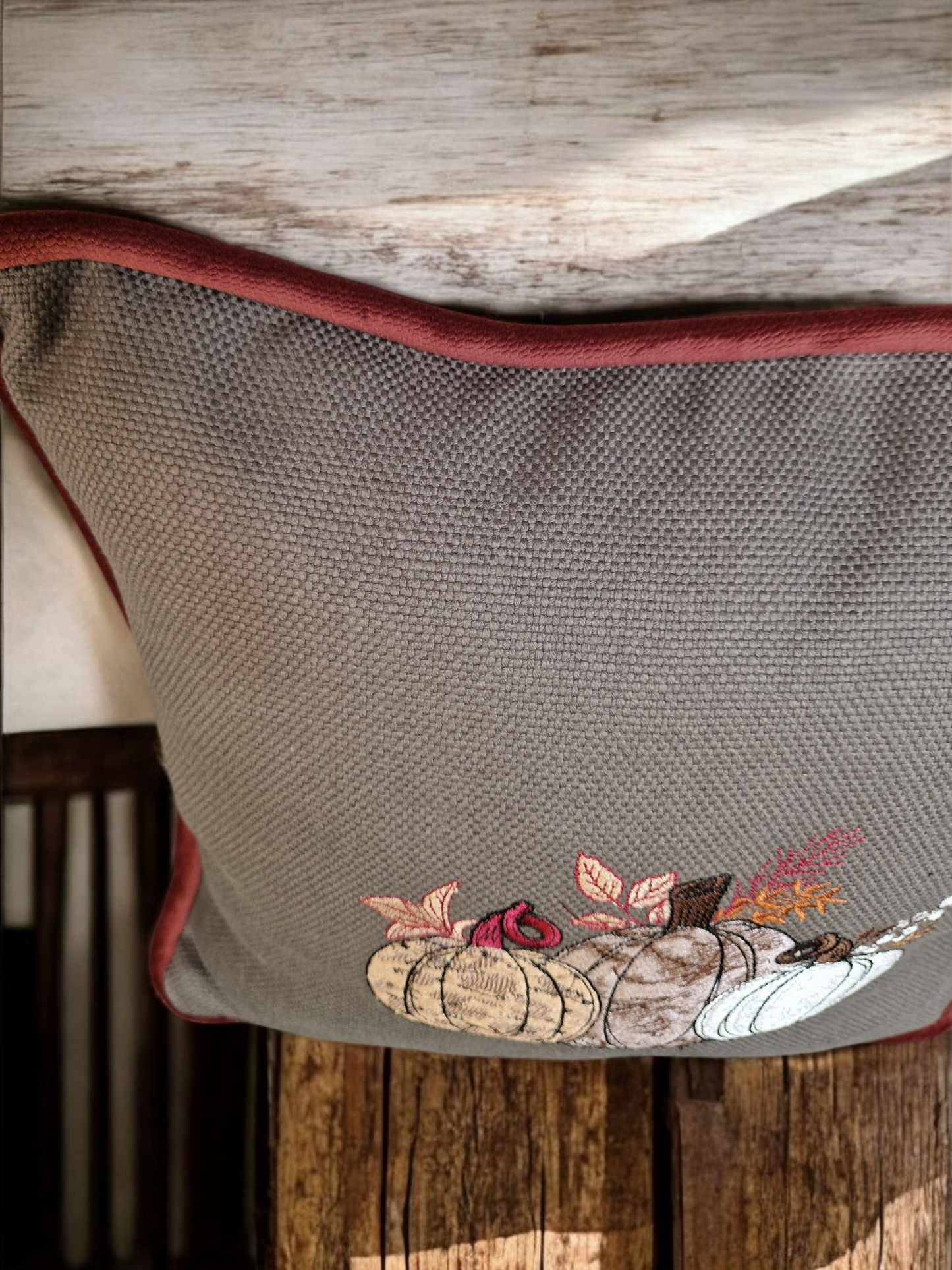Embroidered Autumn Cushion