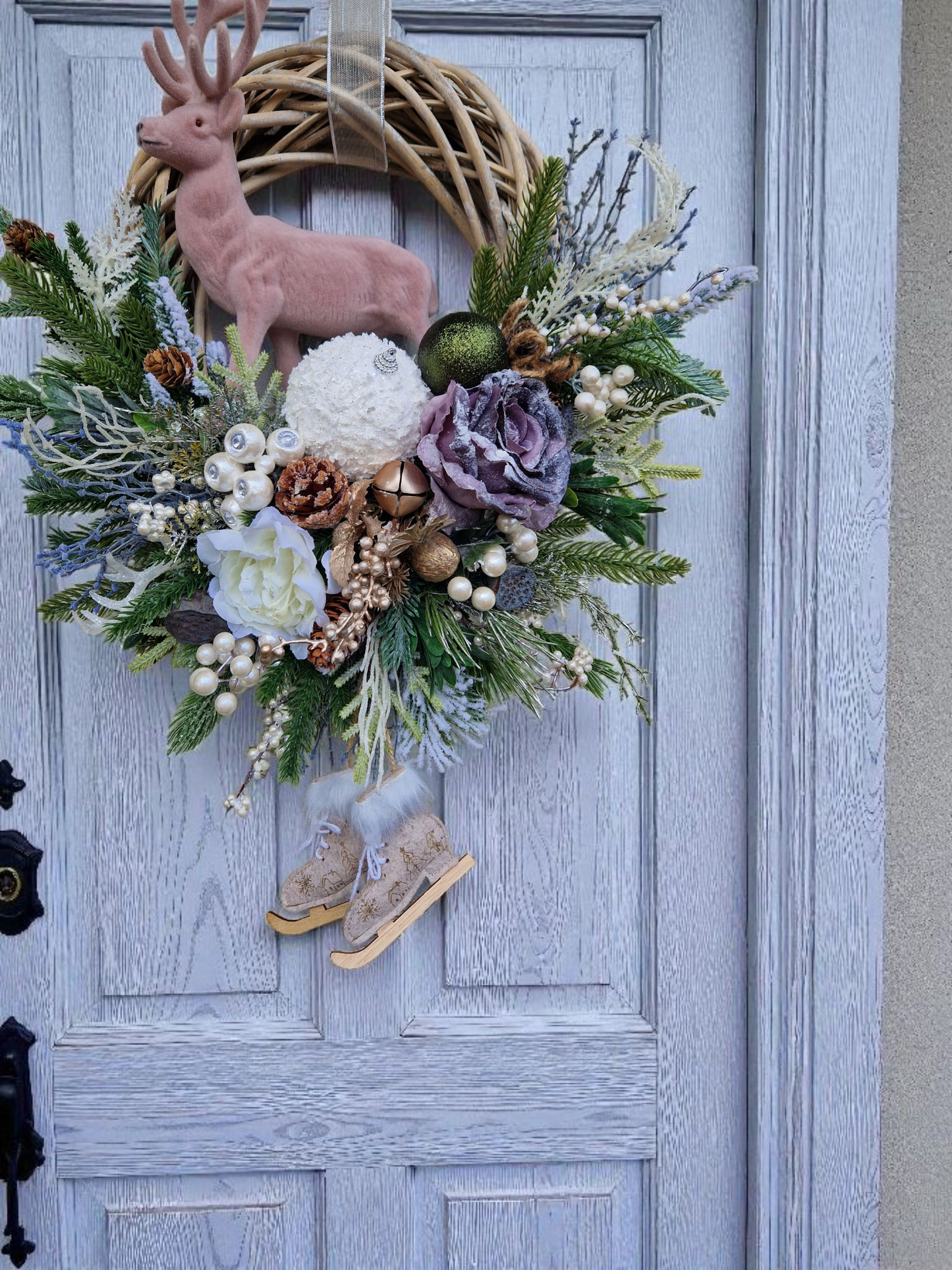 Reindeer Christmas door wreath