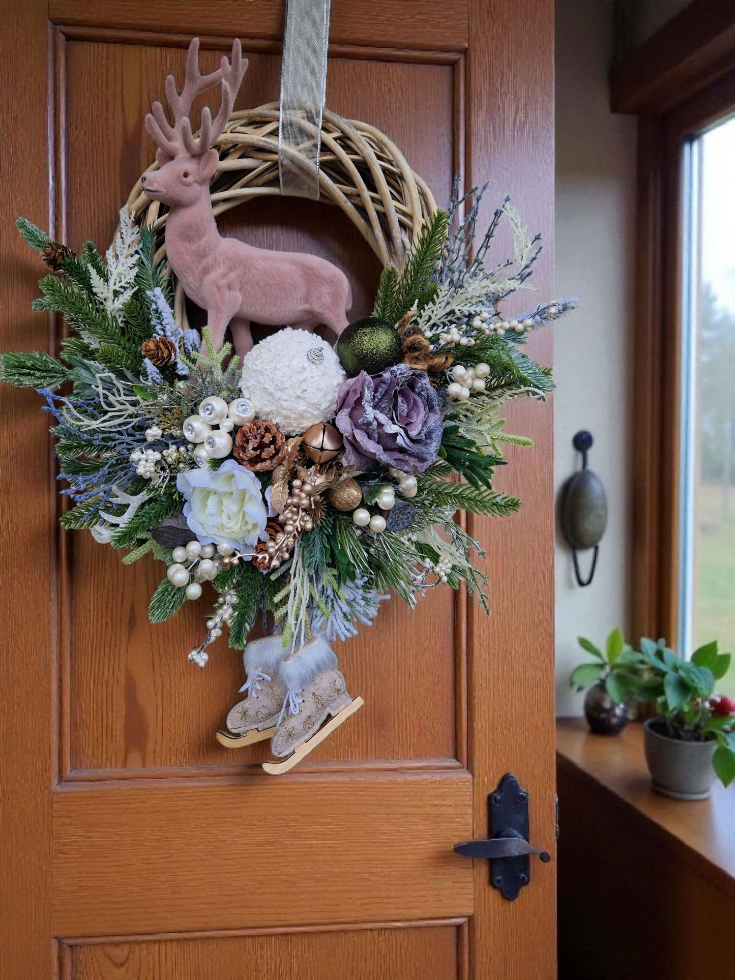 Reindeer Christmas door wreath