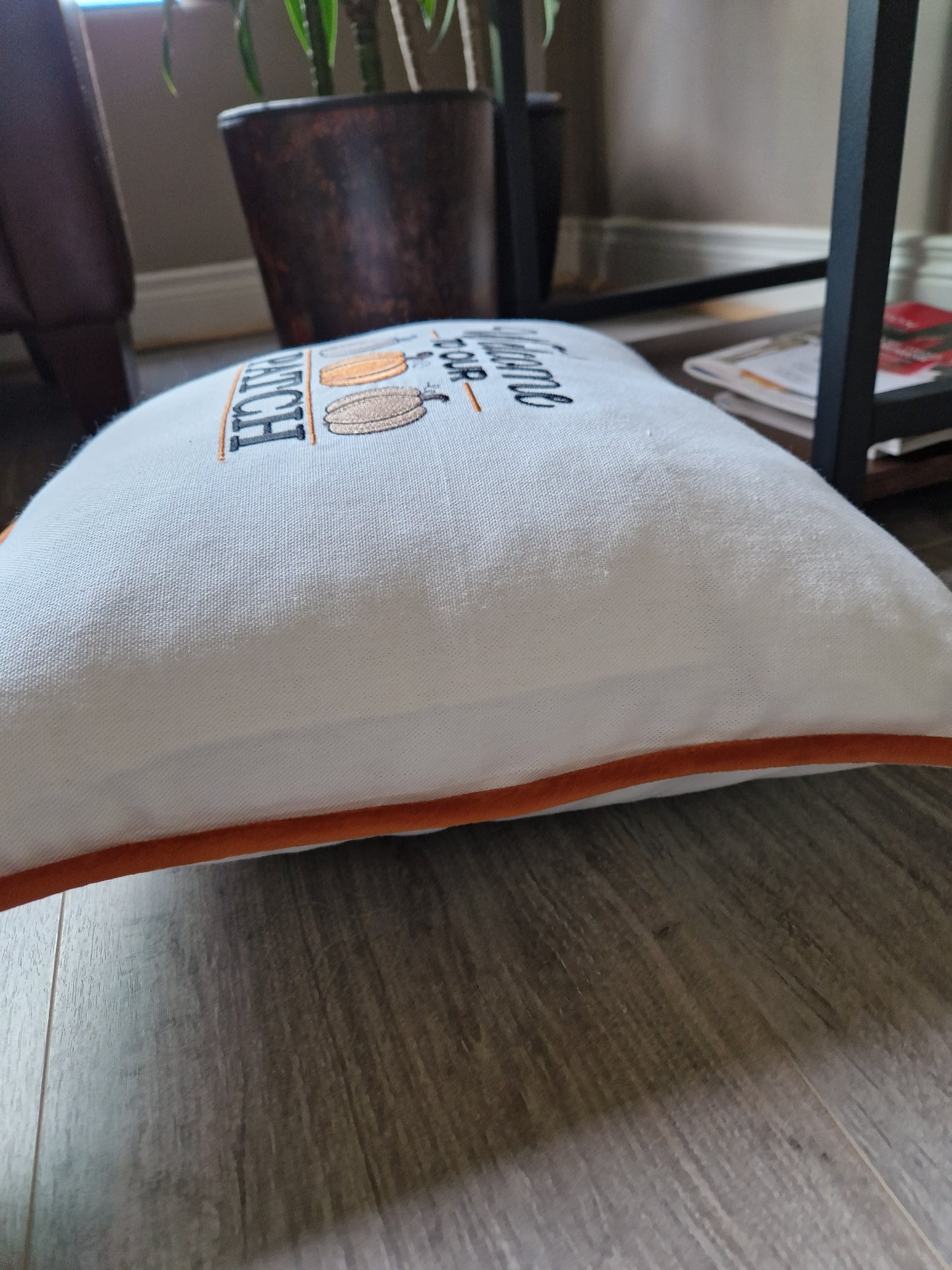 Embroidered Autumn cushion