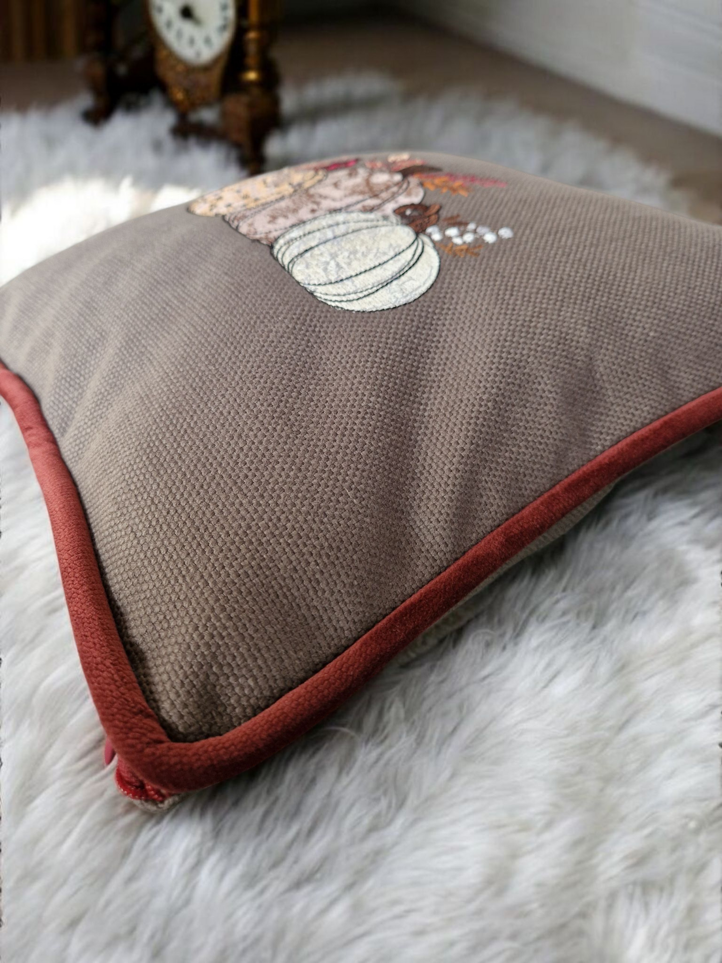 Embroidered Autumn Cushion