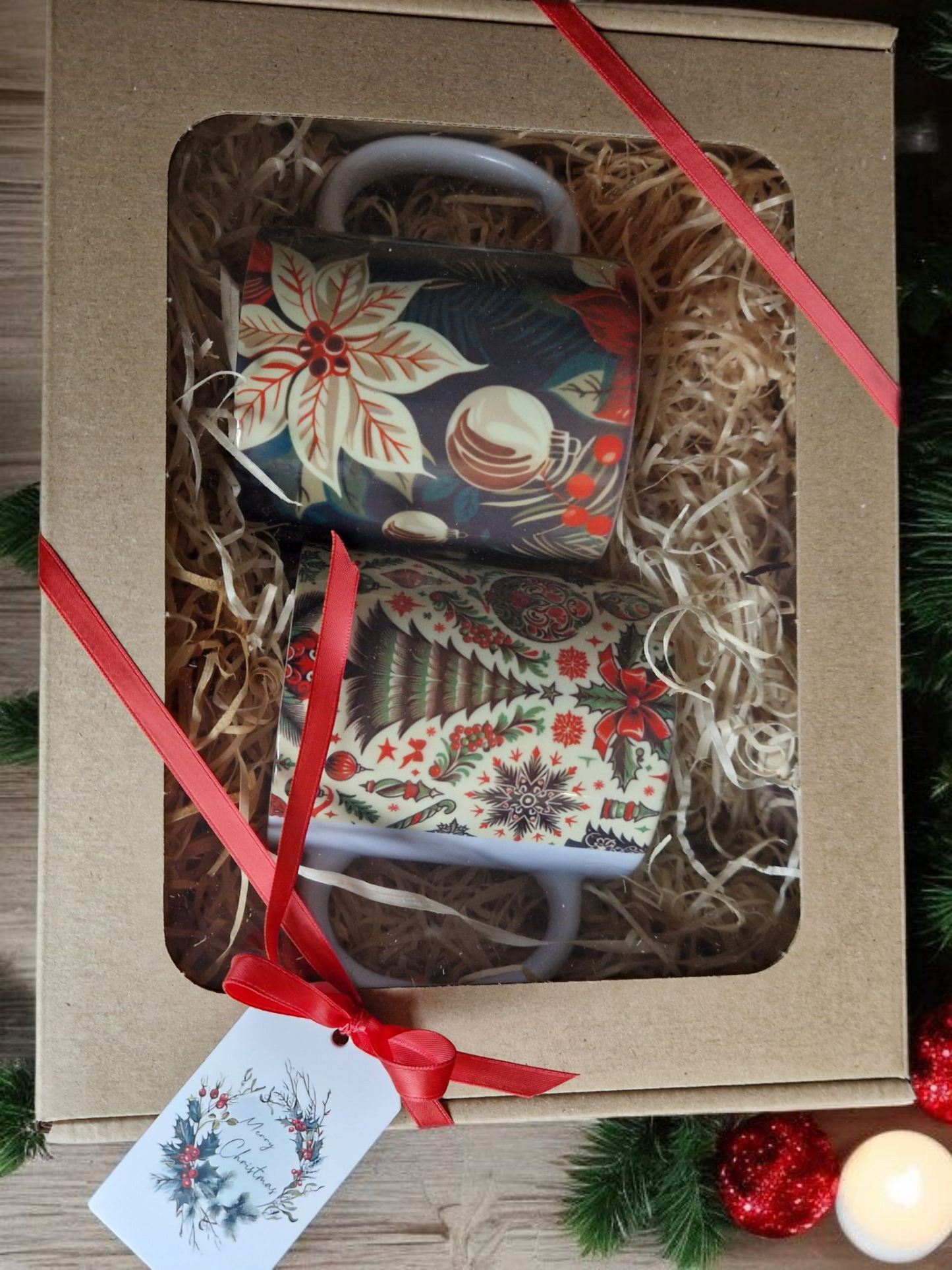 Christmas theme mugs gift box