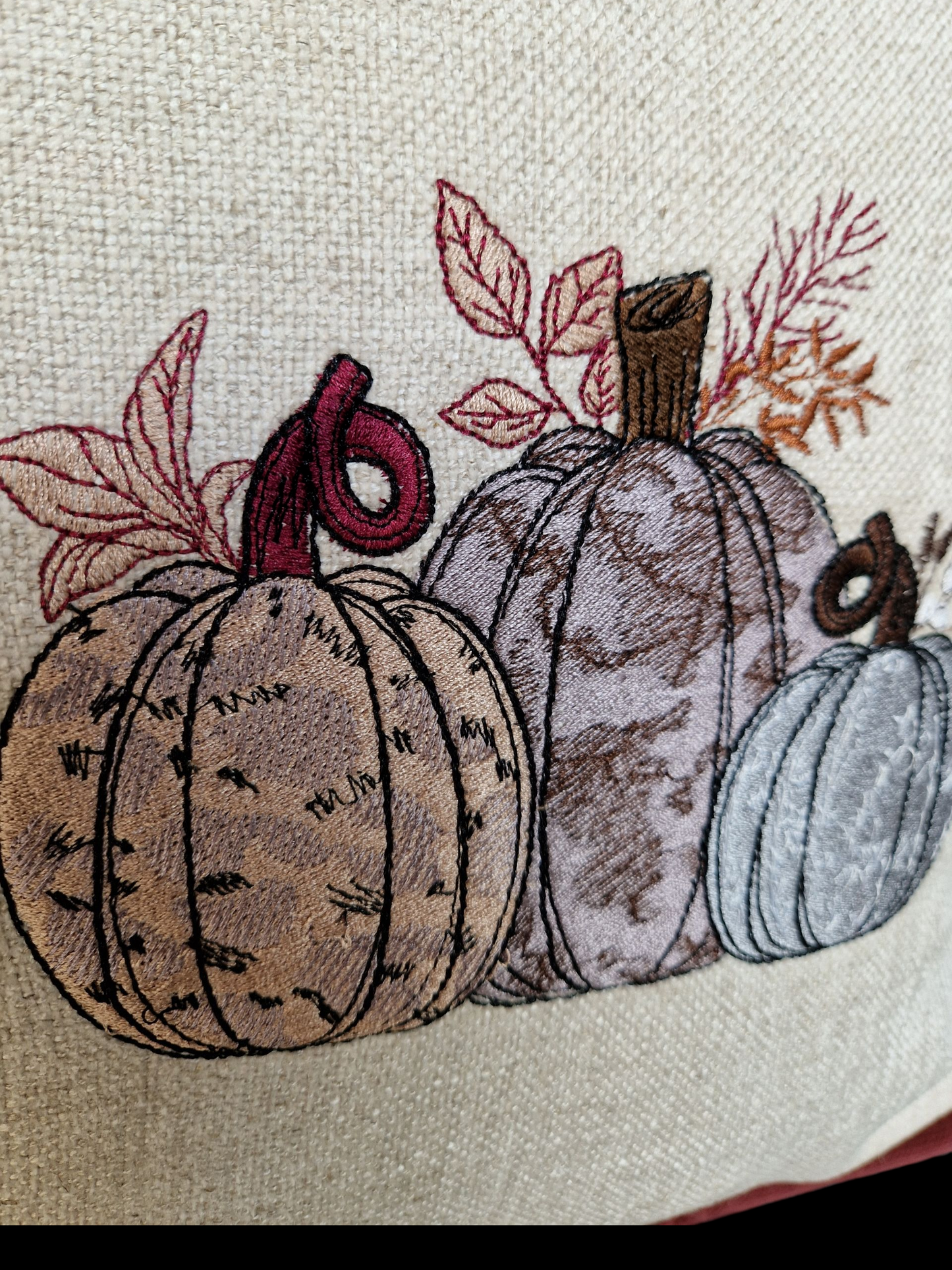 Embroidered Autumn Cushion