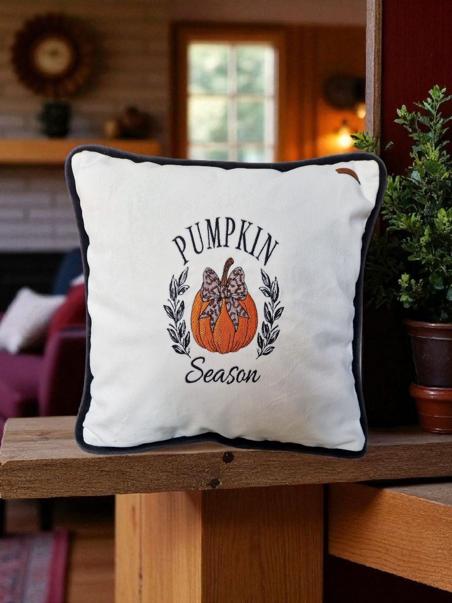 Embroidered Autumn Cushion