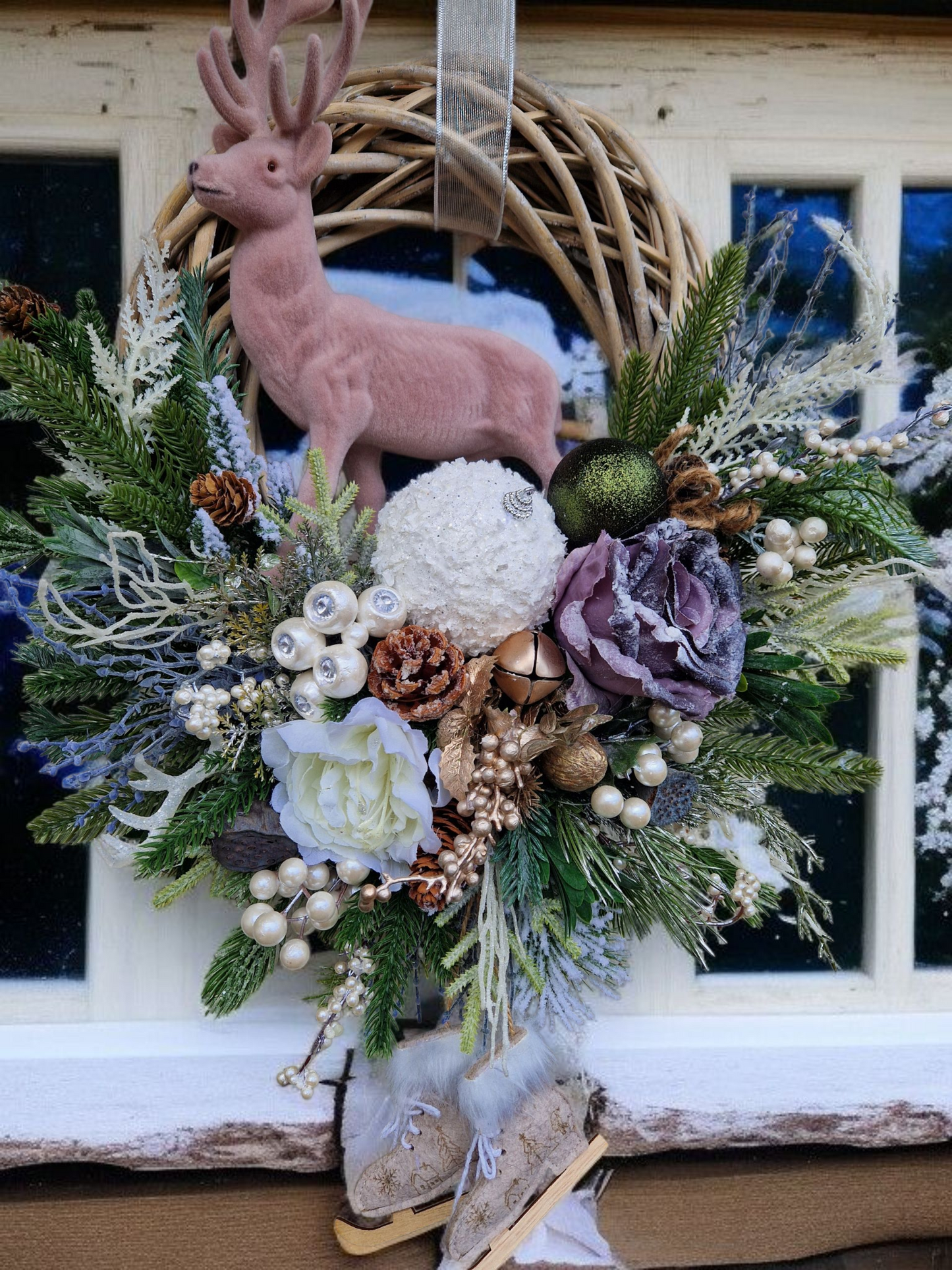 Reindeer Christmas door wreath