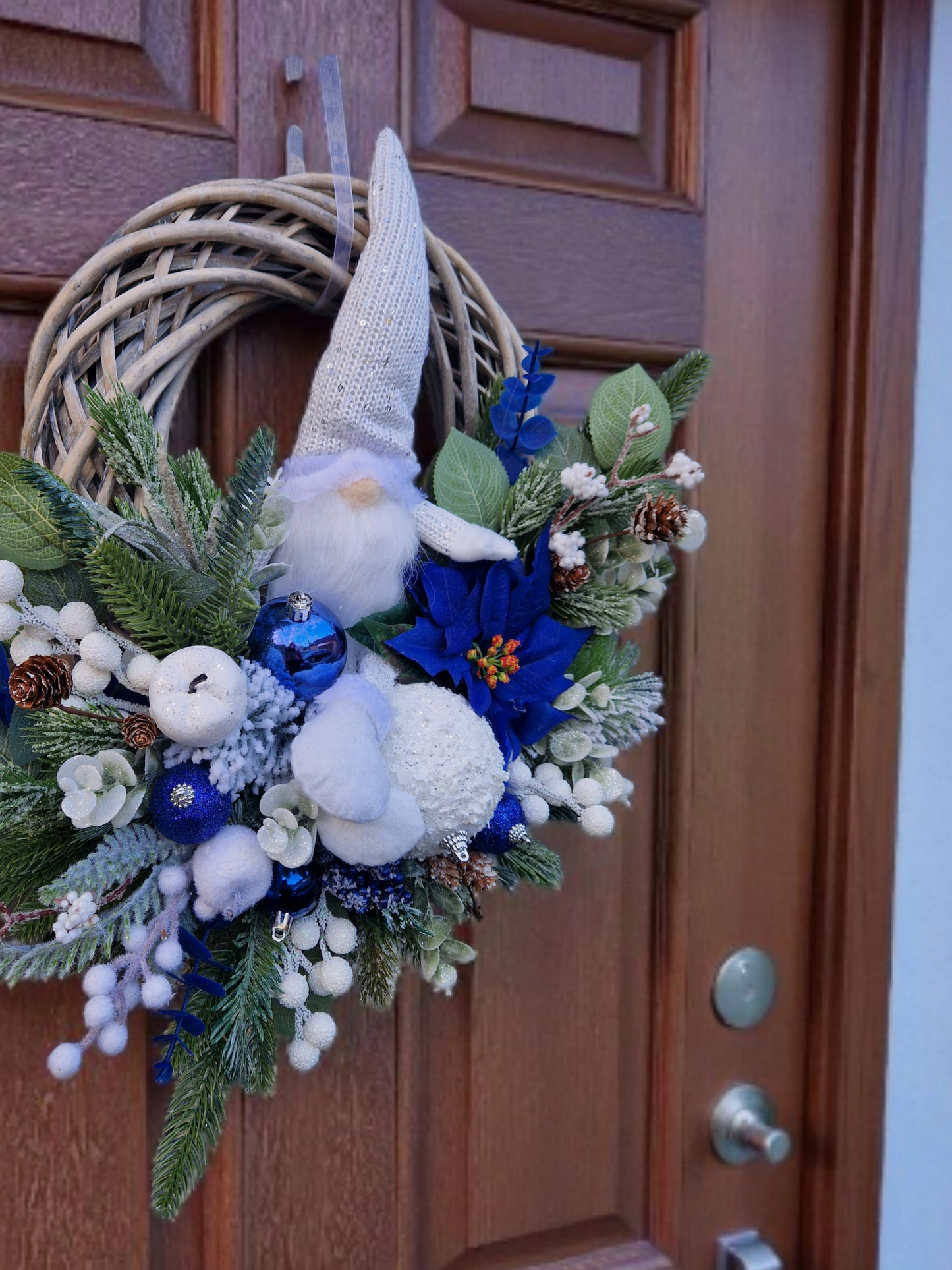 Christmas blue door wreath