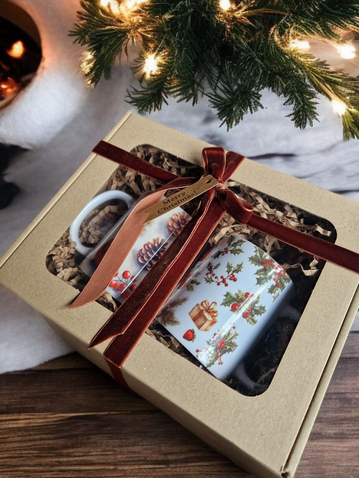 Christmas theme mugs gift box