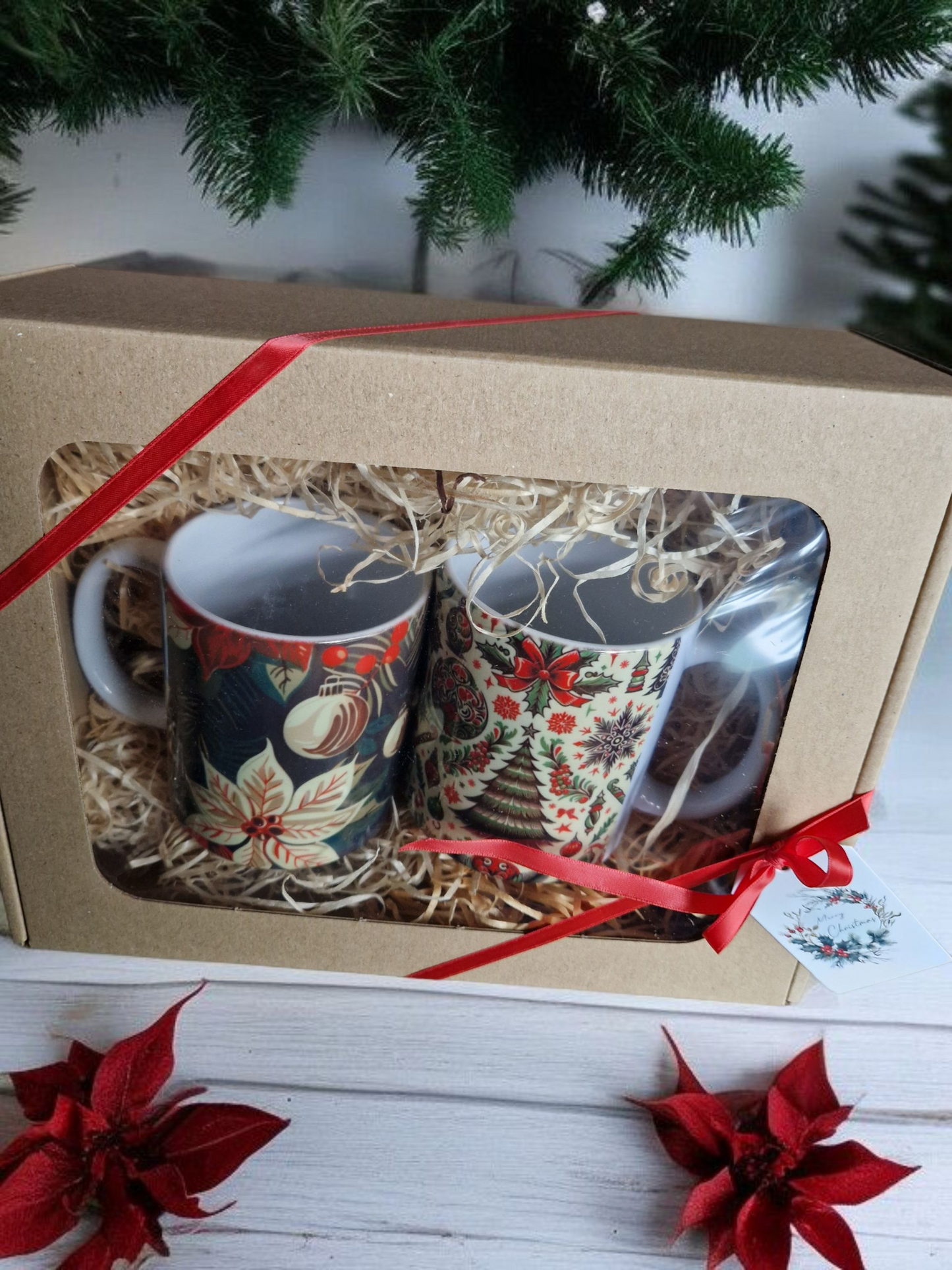 Christmas theme mugs gift box